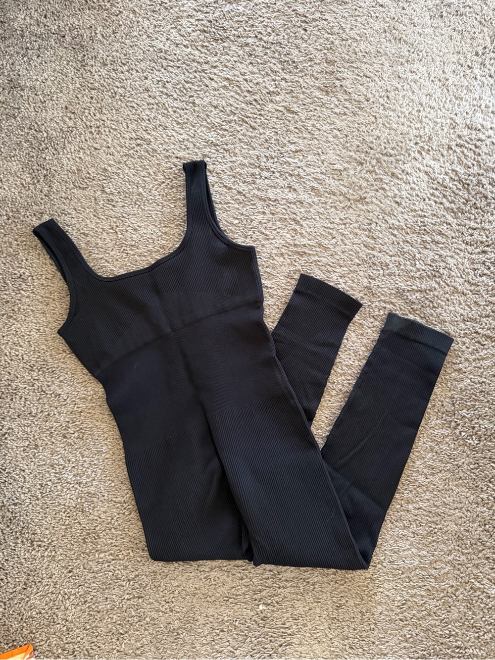 Black Ribbed Sleeveless Jumpsuit